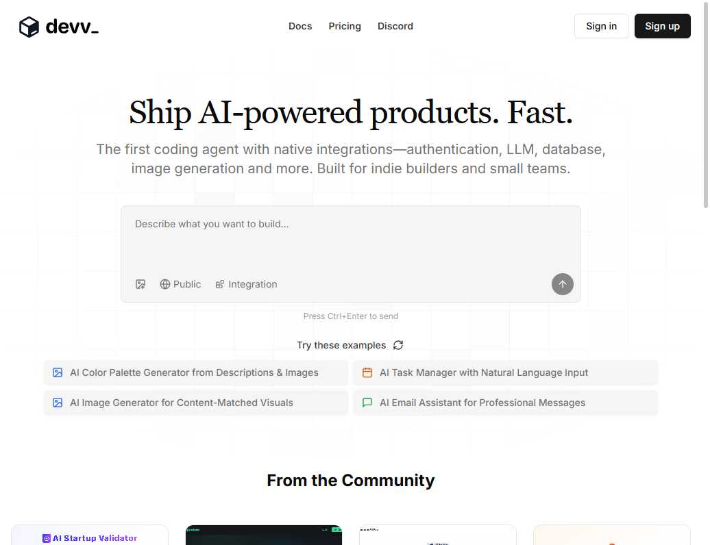 Devv AI 网站截图