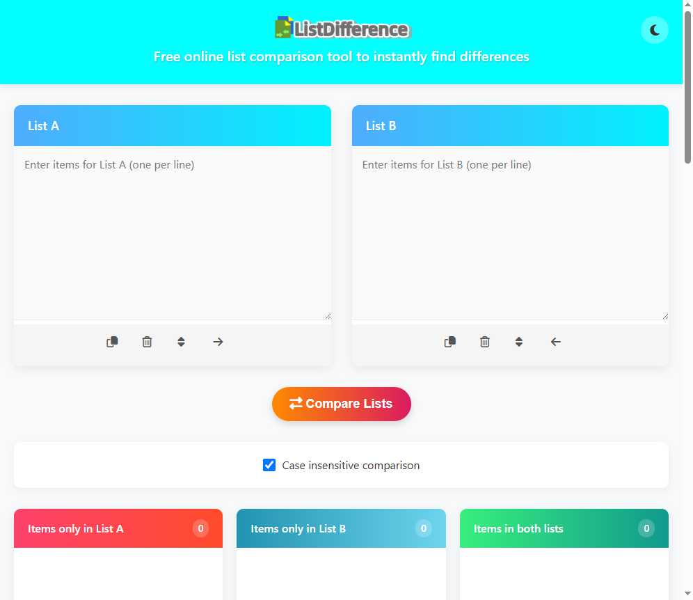 ListDifference 网站截图